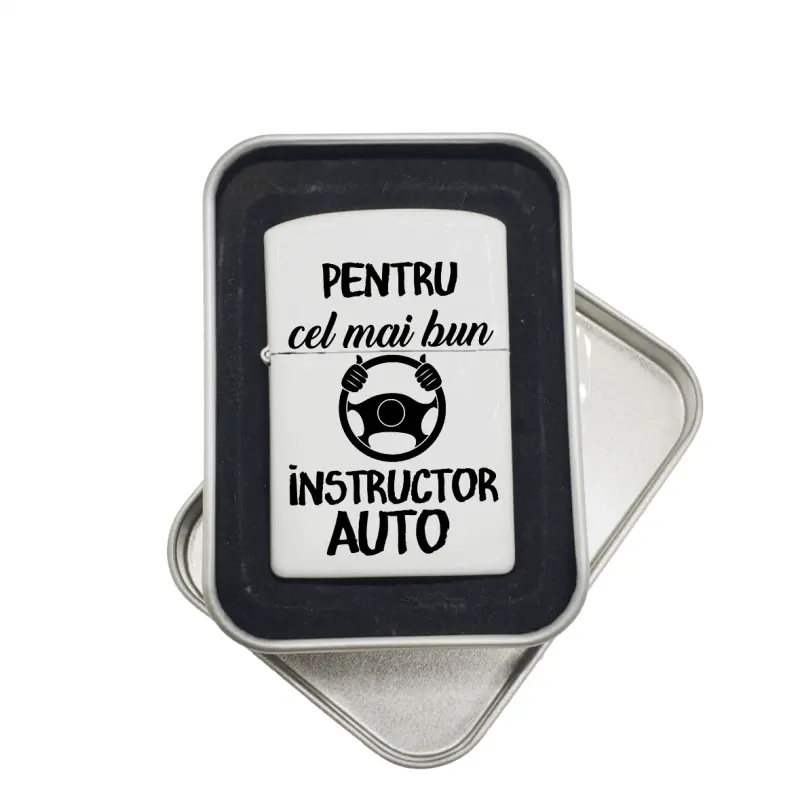 Pentru cel mai bun instructor auto, bricheta metalica gravata laser cu mesaj, model bgs106